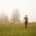 Christoph and two sheep in the fog of Madeira island