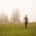 Christoph and two sheep in the fog of Madeira island